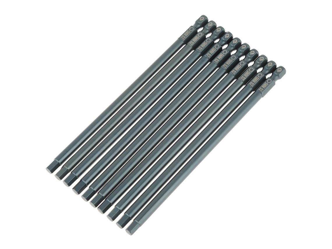 Set De 10 Brocas De Parafusadeira Com Cabeça Hexagonal, Cabo De 1/4 Polegada, 150mm, Aço Liga S2, H6.3*150mm*h5