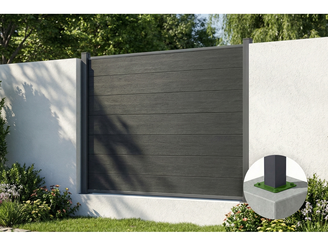 Cerca Composta Stockhorn 10m X 150cm Cinza Com Placas De Base
