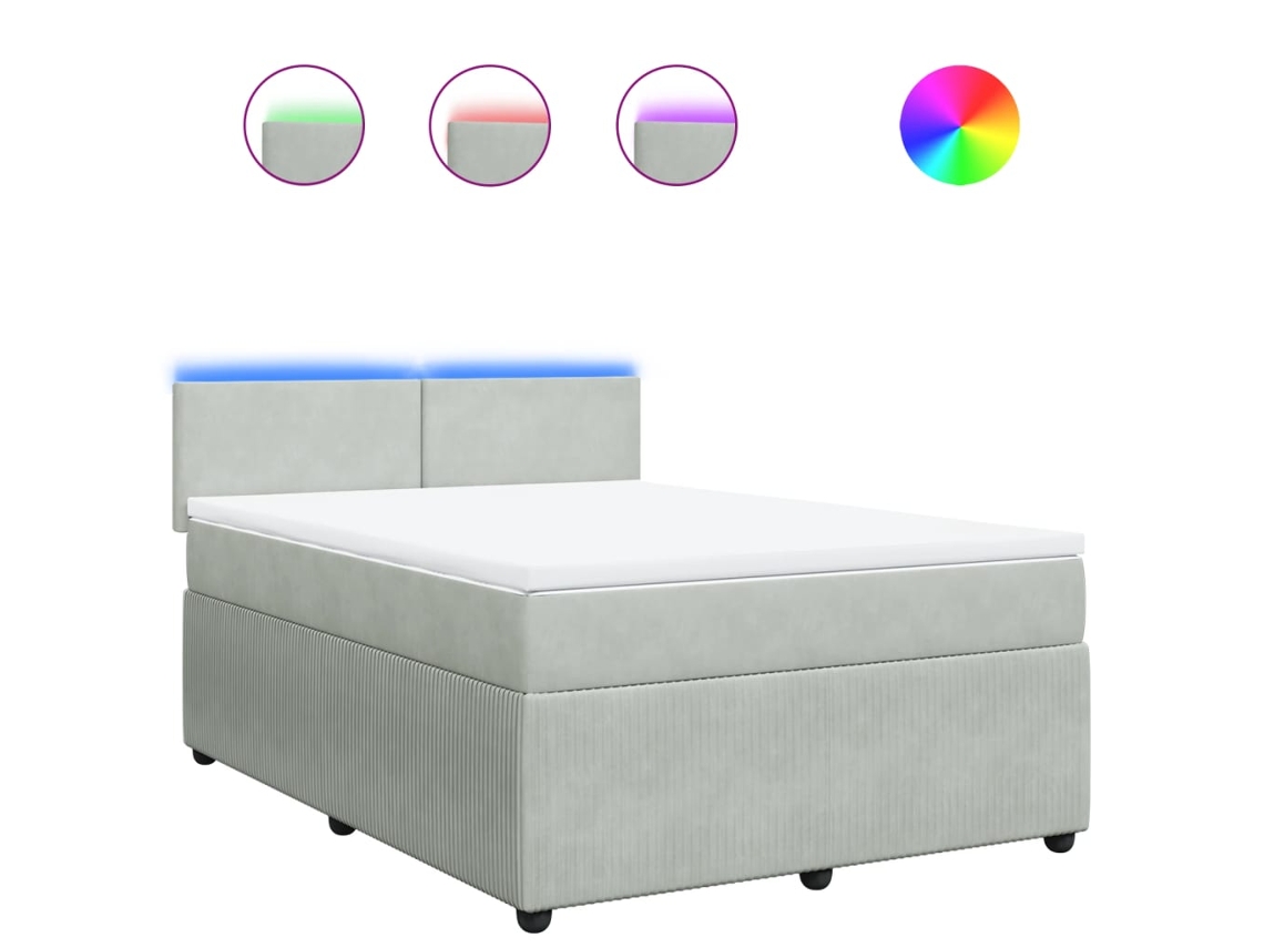 Box Spring Bed, Box Spring Beds Vidaxl Cinzeto Veludo (140 X 190 Cm)