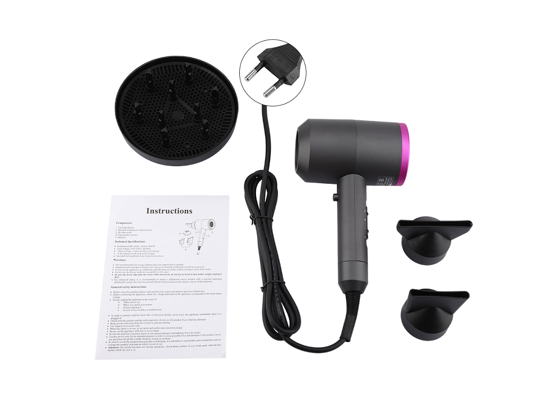 Laxiscreed Secador De Cabelo Doméstico Com Íons Negativos, Função Quente E Fria, Silencioso E Eficaz