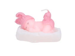 Vela Aniversário Bebê Rosa Sem Fumo Coroa