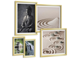 Conjunto De Pinturas Motivos Relaxantes Zen Natureza Espelharte (5 Peças)