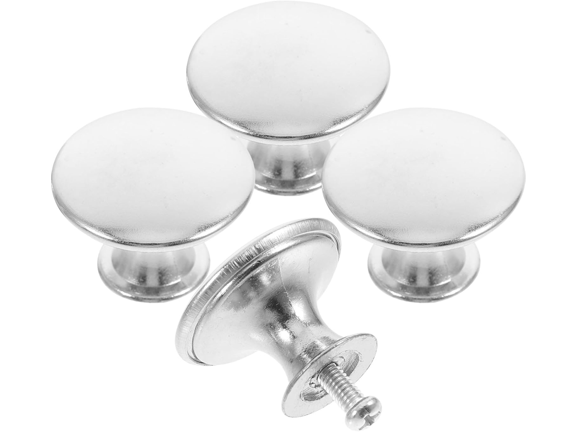 Villcase Conjunto De 4-puxadores Redondos Prateados Metal Para Armários, Gavetas E Armários De Cozinha