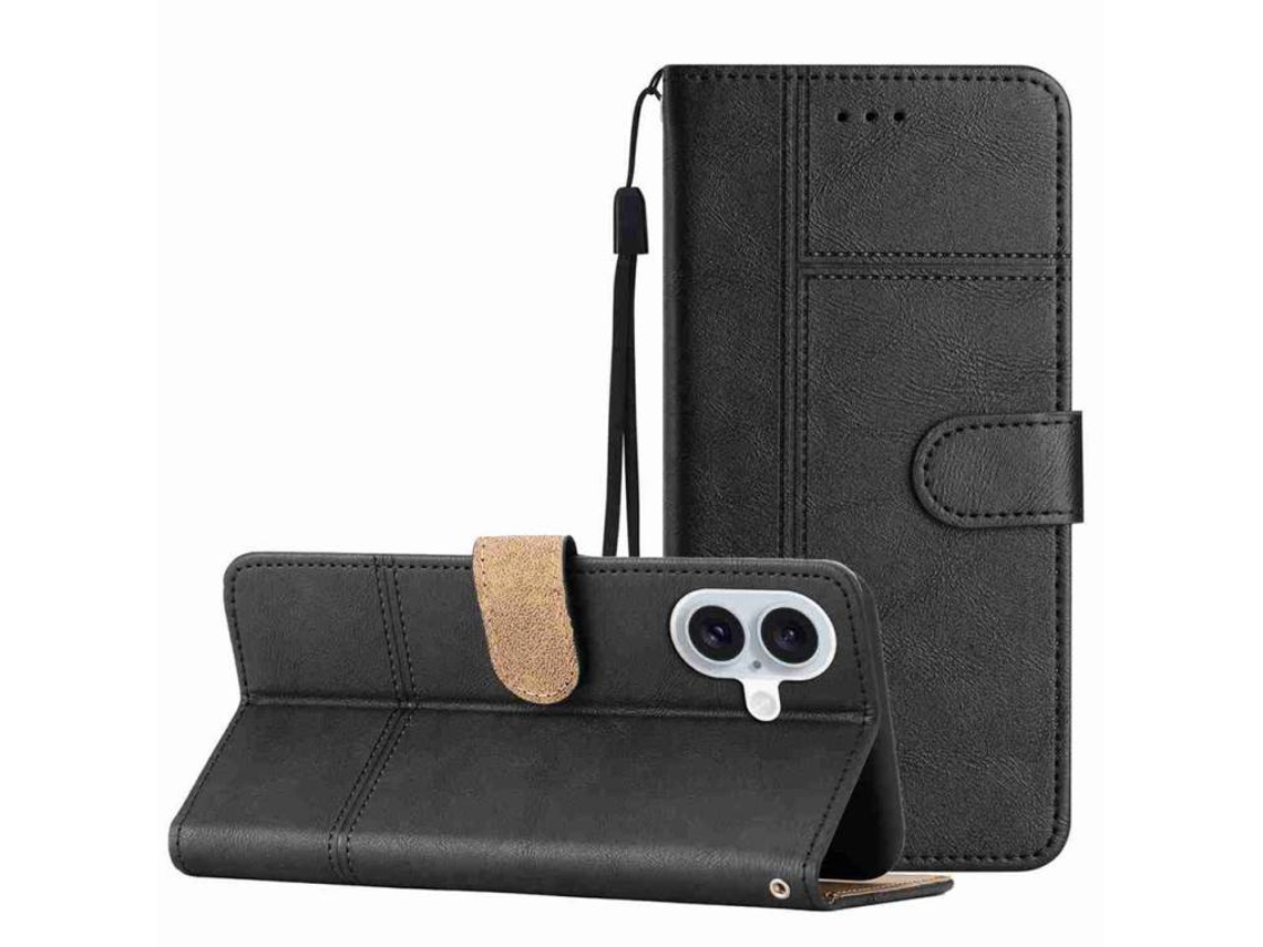 Capa Para Iphone 17 Em Couro Bovino Texturizado Com Costuras.