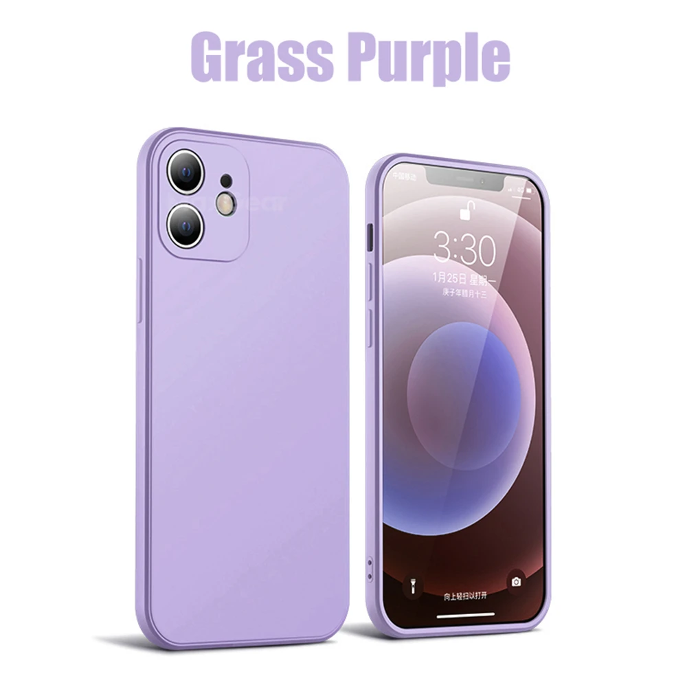 Capa Quadrada De Silicone Líquido (roxa Para Iphone 12 Mini), Com Borda Protetora Macia E Ultrafina.