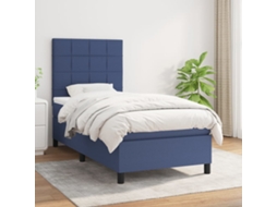 Cama De Solteiro | Camas Para Quarto | Cama Com Molas/colchão 80x200 Cm Tecido Azul