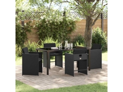 Vidaxl Conjunto de Jantar para Jardim 5 Pcs Preto Vime Pe
