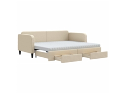 Sofá cama com Gavetão e Gavetas 90x200 Cm Veludo Creme MAISON EXCLUSIVE