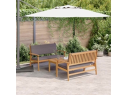 Vidaxl Conjunto De Sofá De Jardim 3 Unid. 4-número De Lugares Castanho