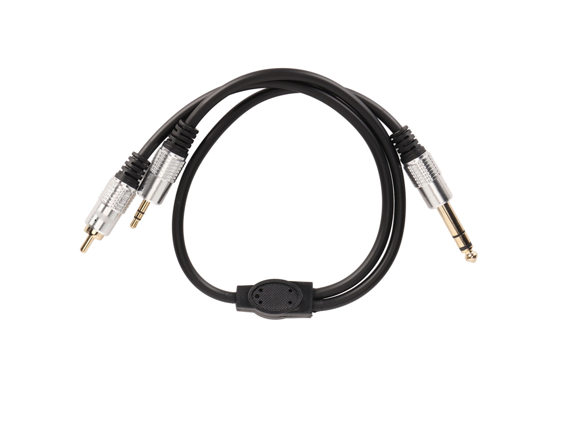 Cabo de Áudio EOOCOO adaptador Y splitter com Conector Macho de 6,35mm para Duas Fêmeas Rca