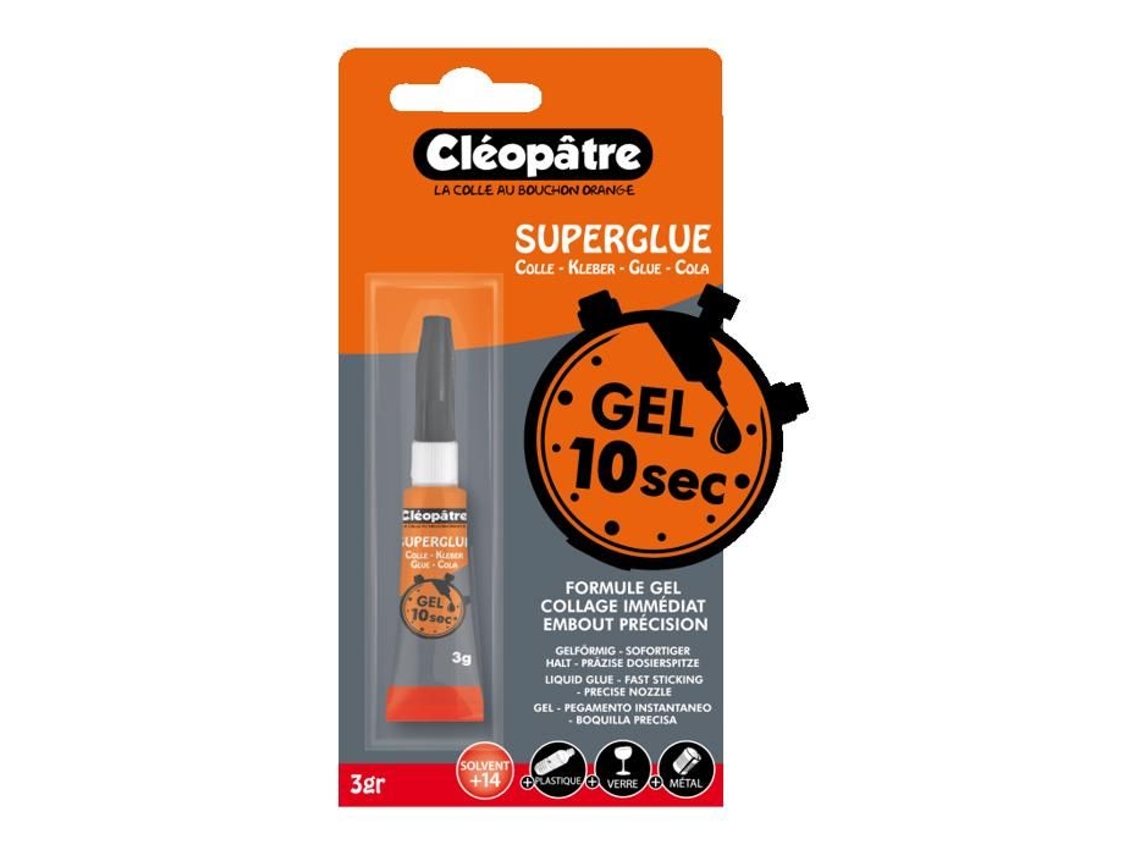 Cola Super Glue Gel 3g Cléopâtre
