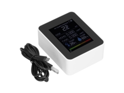 Lurelia Medidor De Qualidade Do Ar 5 Em 1 Hcho/co2, Temperatura/humidade, Sensor Ndir, Com Visor Digital, Bateria 1500 Mah Usb, Branco
