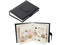 Organizador de Brincos em Forma de Livro Portátil, Estojo com Design Plegável para 42 Pares Negro