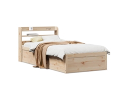 Vidaxl Estrutura De Cama Com Cabeceira 90x190 Cm Pinho Maciço