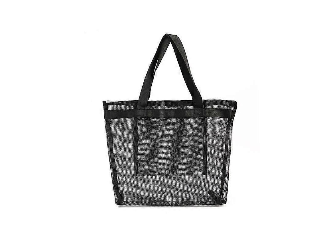 Bolsa de Praia Grande em Tela Transparente Dobrável, Ombro Reutilizável para Compras, Armazenamento Bri Nquedos Areia, Organizador GOKOCO