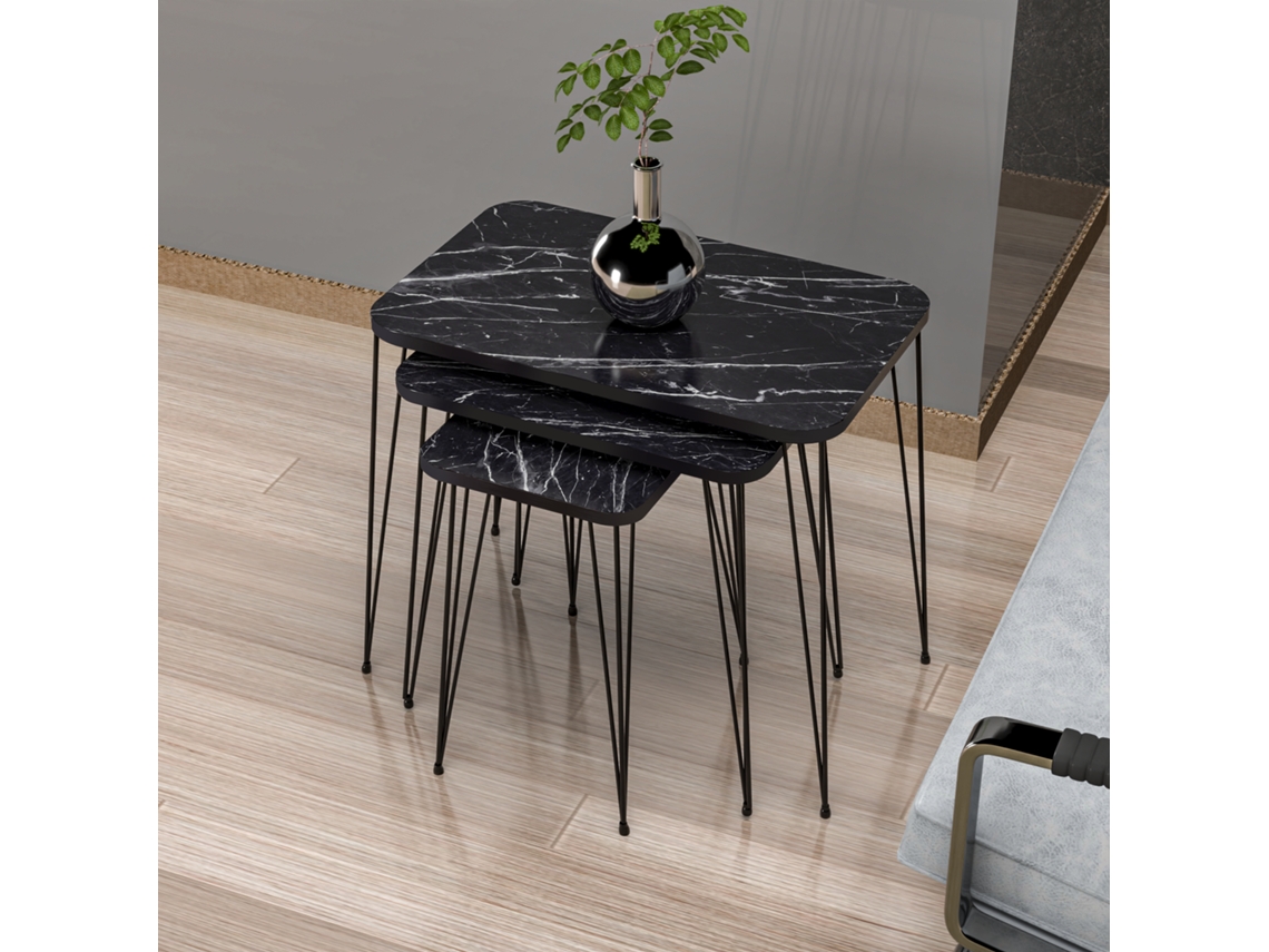 Conjunto de 3 Mesas Auxiliares [EN.CASA] (55 x 60 x 37 cm - Aglomerado - Multicor)