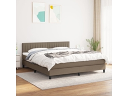 Cama Com Molas/colchão 160x200 Cm Tecido Castanho-acinzentado