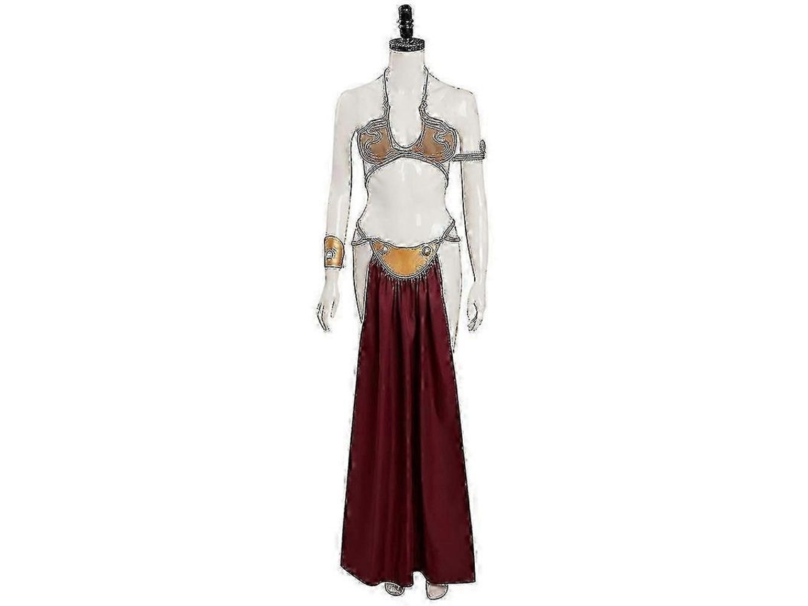 2026 traje de Escrava Leia Star Wars para Mulheres Traje Dourado Sexy para Halloween e Festa de Cosplay Dsw