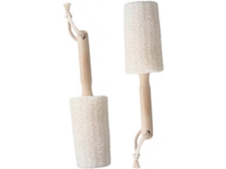Escova De Banho Esfoliante Corporal 2 Peças, Feita Com Bucha Vegetal Natural E Madeira, Macia E Ideal Para Peles