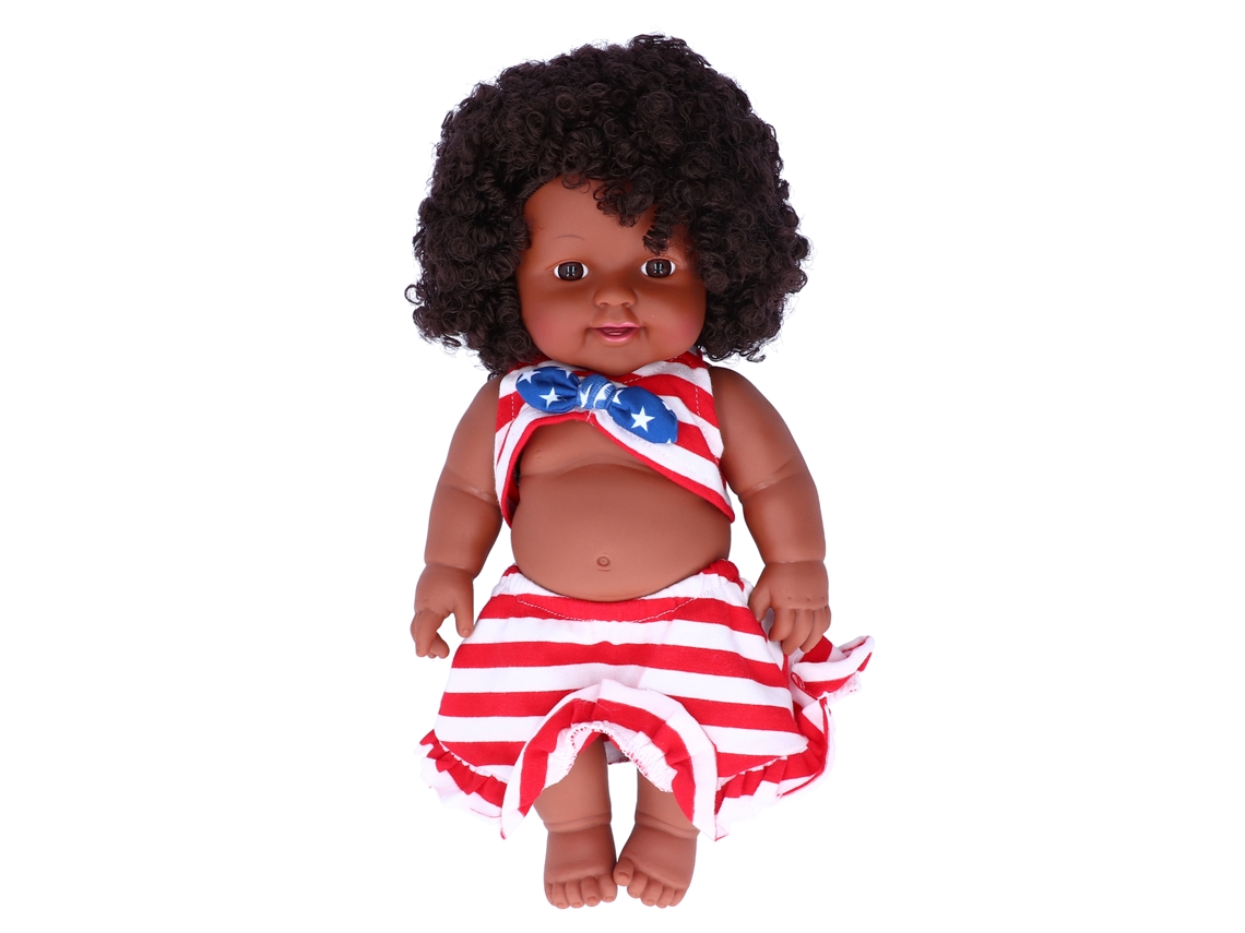 WalshLXq Boneca Bebê Negra de Vinil de 30cm, Bebê Africana Simulada e Fofa, Brinquedo de Faz de Conta para Crianças, Presente