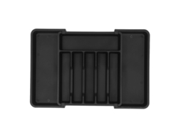 Organizador de gaveta expansível para armazenamento classificado de talheres e utensílios de cozinha - Preto