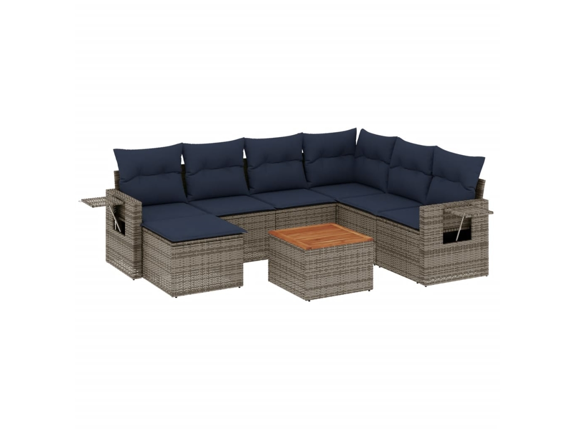 Conjunto de Sofá de Jardim, 8 Peças, Almofadas, Rattan Cinza MAISON EXCLUSIVE