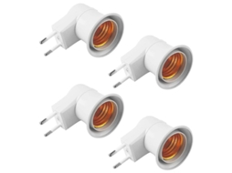 2 Adaptadores Plugue Eu para Base E27 com Interruptor