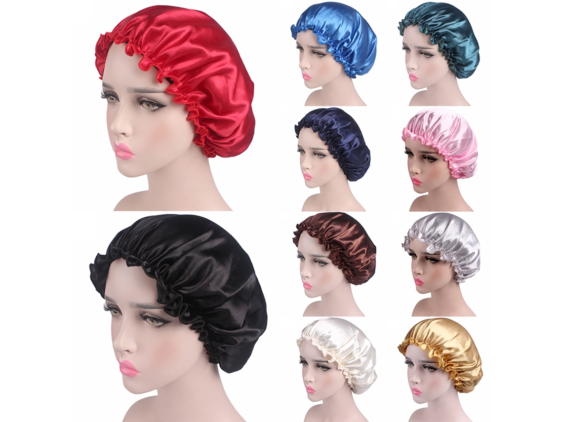 Touca de dormir feminina Aquaforge Satin Toucan, elástica e macia