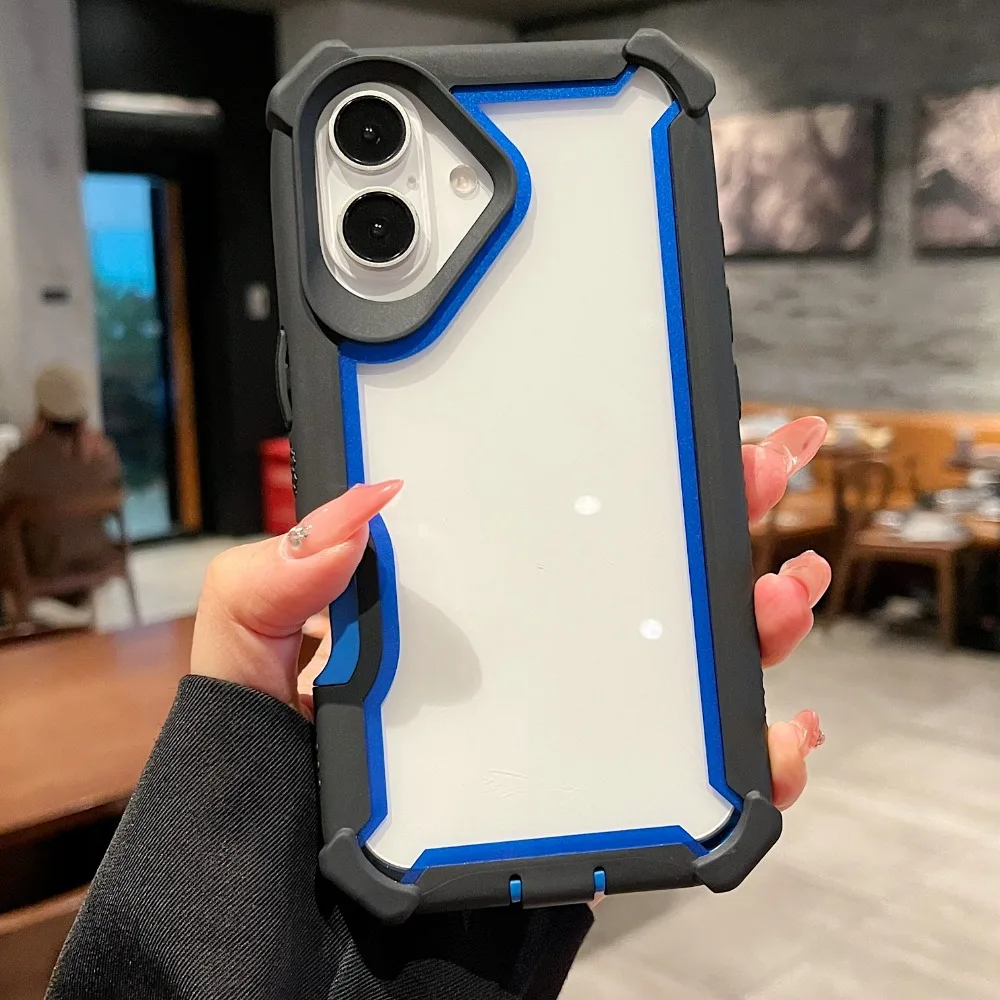 Capa Dupla, Transparente, Resistente A Impactos E Durável Para Iphone 16 Plus (azul).