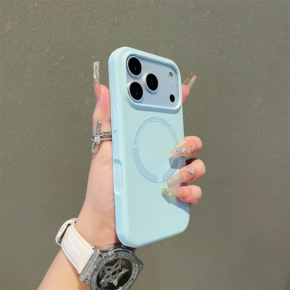 (azul, Iphone 16) Capa De Celular Fosca Em Silicone Líquido Macio, Compatível Com Carregamento Sem Fio Magnético Magsafe.