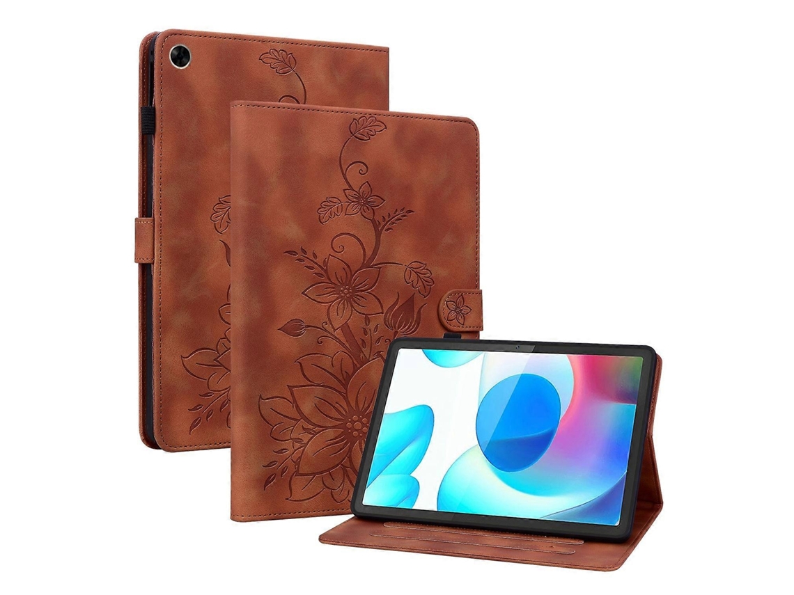 Capa De Couro Com Relevo De Lírio Para Tablet Realme Pad Mini 8.7
