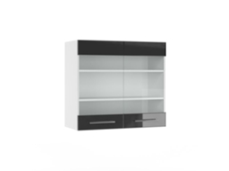 Armário de cozinha Fame-Line com vidro alto, 80 cm, Antracite alto brilho, Vicco