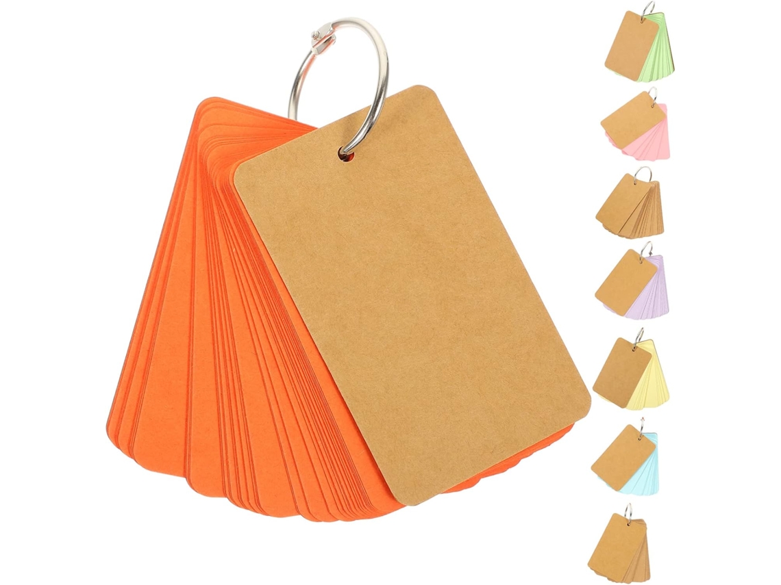 8 Peças Lote De Fichas Vierges Papel Kraft Bloco De Notas Em Anneaux Para Cartes De Mots Fournitures De