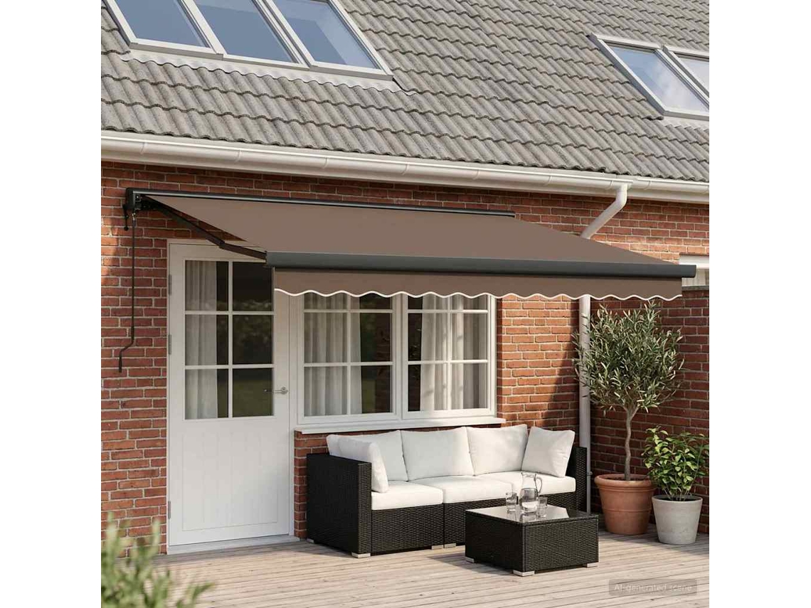 Vidaxl Toldo Retrátil Cinzento-acastanhado 400 × 300 Cm Tecido E Metal