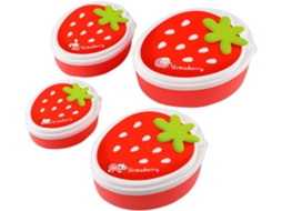 Conjunto De 4 Marmitas Portáteis Ipetboom, Leves E Fáceis De Limpar, Na Cor Vermelha, Ideais Para Saladas E Refeições Ao