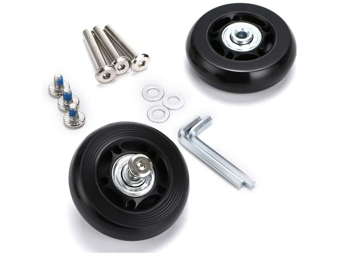 Conjunto De 2 Rodas De Substituição Para Mala, Medida 60×18mm, Cor Preto, Para Reparação E Manutenção De Bagagem