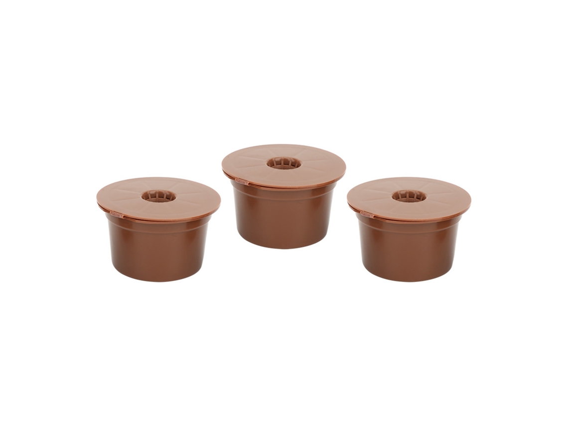 3 Peças De Filtro De Cápsula De Café Reutilizáveis, Acessórios, Cor Marrom