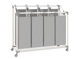 Cesto Roupa Suja 4 Compartimentos 160l Rodas Cinza VELTRIX