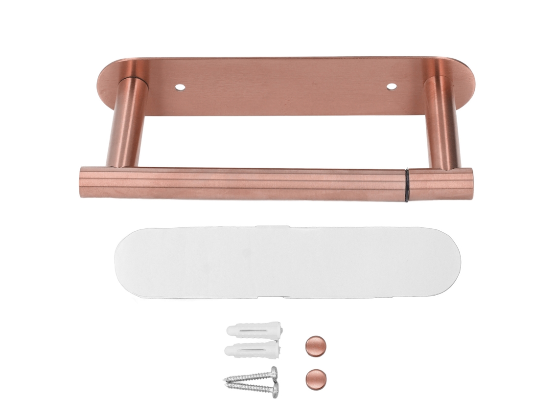 Suporte Papel Higiênico Multifuncional Aço Inox 304 Dourado Rosa