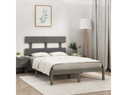 Vidaxl Estrutura de Cama 200x200 Cm Madeira Maciça Cinzento
