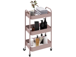 Carrinho De Armazenamento De Aço De Três Níveis - Rosa- Pt Quality