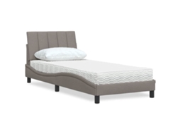 Vidaxl Cama Com Colchão Hanko 90x200 Cm Tecido Cinzento-acastanhado