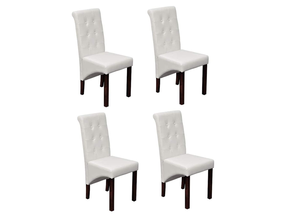 Vidaxl Cadeiras De Jantar 4 Pcs Couro Artificial Branco