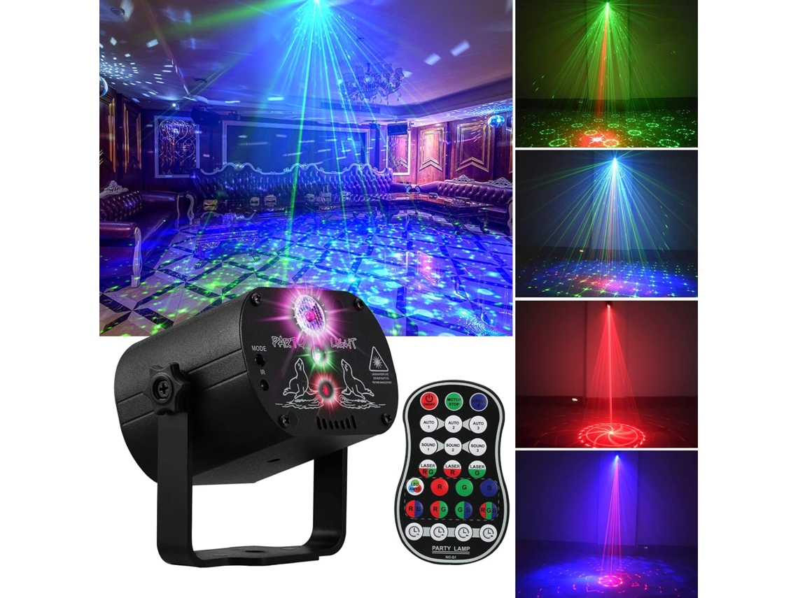 Luz De Festa Para Palco De Discoteca Dj, Luz Laser Led Ativada Por Som, Projetor Estroboscópico Rgb Com Controle Remoto Para Decorações De Natal E Hal