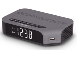 Rádio Despertador SCHNEIDER SC310ACL (Cinza - Digital - FM - Atual - Alarme Duplo)
