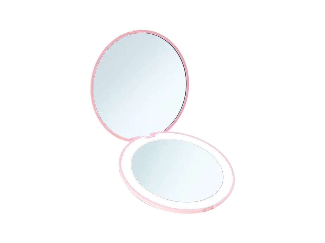 Espelho De Bolso Led Dobrável,iluminação Dupla,rosa,compacto Para Maquiagem Btforus