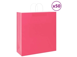 Vidaxl Sacos De Papel 50 Unid Com Alças Rosa 45x17x48 Cm
