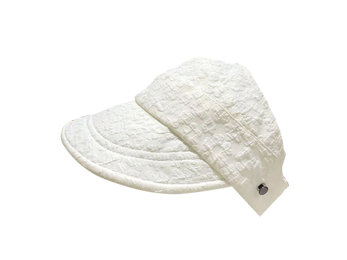 Chapéu de sol feminino verão com topo semi aberto ajustável com velcro protetor UV para exterior branco S/MARCA