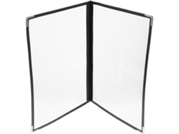 Pasta Transparente De Pvc Ecológica Para Cardápio, 2 Páginas, Fichário Com Argolas De 4 Lados, Protetor De Cardápio