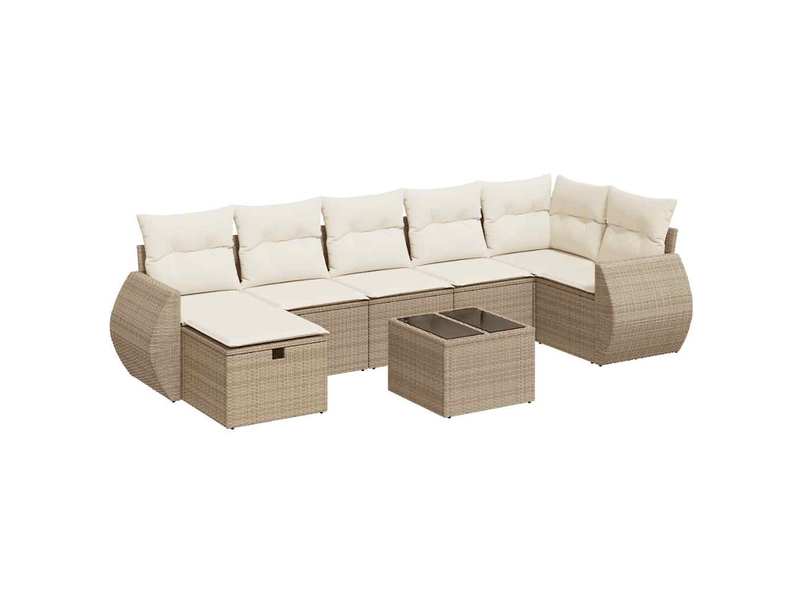 Conjunto de 8 Sofás para Jardim com Almofadões Vime Pe Bege MAISON EXCLUSIVE (8 pcs)
